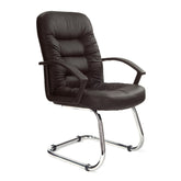 Nautilus Designs Fleet High Back Leather Faced Executive Cantilever Visitor Chair With Ruched Panel Detailing and Fixed Arms Black - DPA369AV/L DD